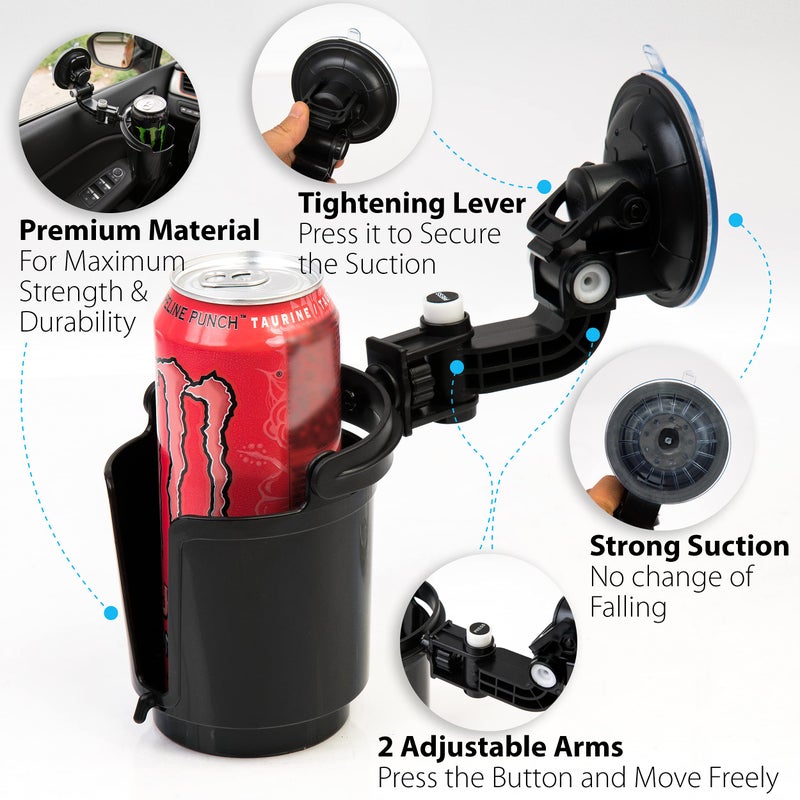 ZONETECH Recessed Folding Cup Drink Holder - Black Premium Quality Sturdy Vehicle Adjustable Beverage Organizer - Image 4